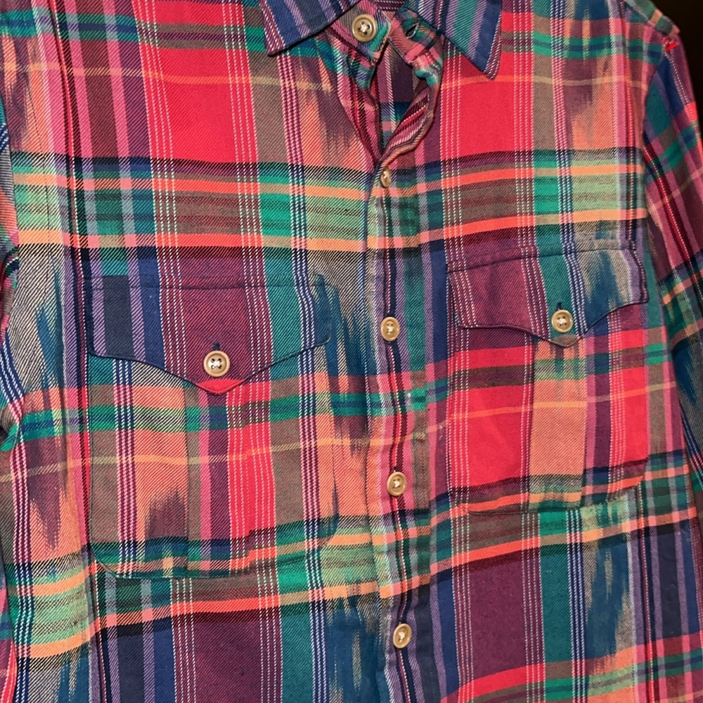 Polo Ralph Lauren Plaid Tribal Aztec Button Down Shirt Small Red Green Blue - Picture 2 of 7